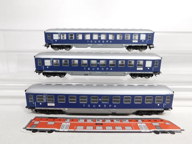 Rame De 2 Voitures Voyageurs Fleischmann HO - DB Touropa Bleu, époque 4