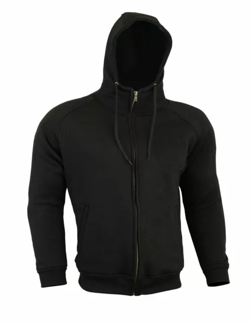 Motorcycle Armoured Hoodie Zip Up Fleece Motorbike Hoody Jacket Removable Armour