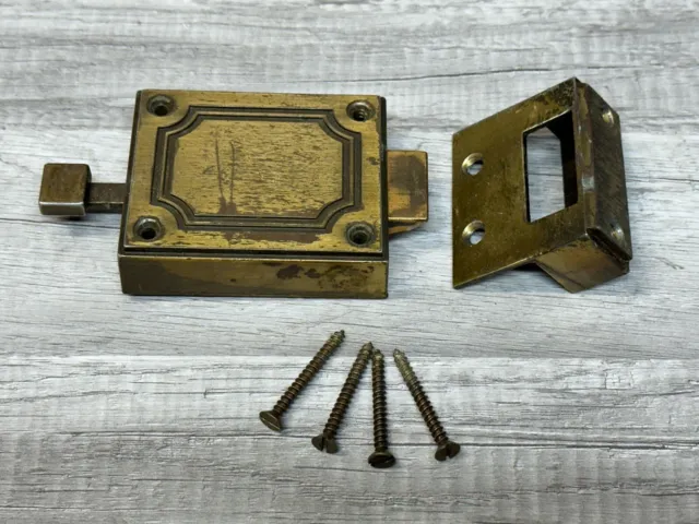 Vintage Brass Surface Mount Door Lock With Brass Hardware E1