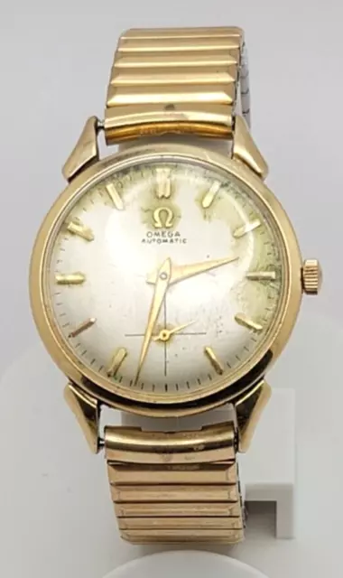 Vintage Omega Automatic Wristwatch Caliber 490 14k Solid gold case ref G-6518
