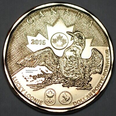 Canada 2016 BU Olympic 1 Dollar Canadian Lucky Loonie from mint roll