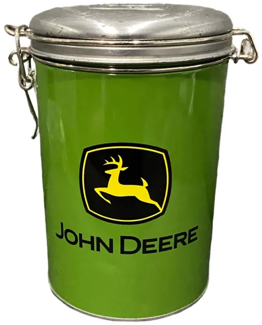 John Deere Green 6.5 In Round Lock Top Tin Container