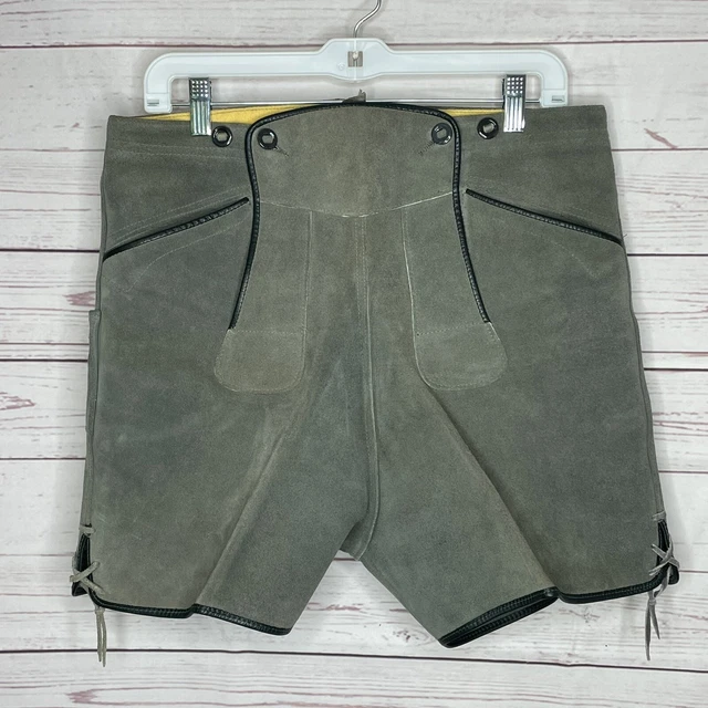 Vintage Bergfreund German Lederhosen Grey Suede Shorts Oktoberfest Men’s 32
