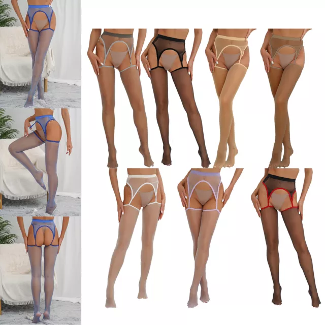 Womens Pantyhose Mesh Stockings Costume Lingerie See-Through Underwear Glossy