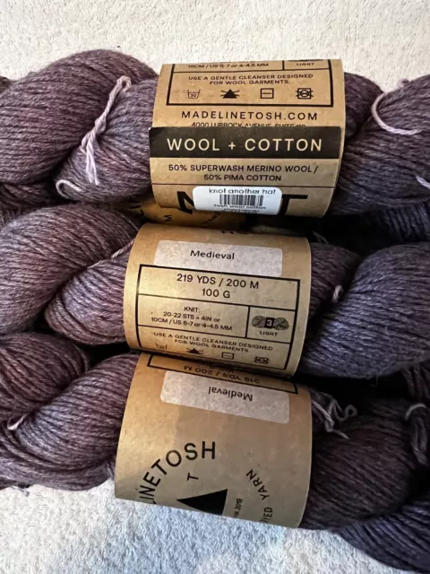 Madelinetosh Wool + Cotton (50/50) 6 Skeins In Medieval 219 yrd  (1,314 Ttl)