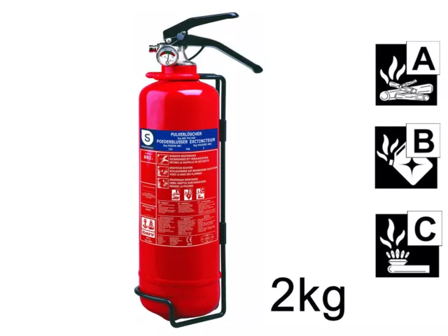 Estintore a polvere estintore 2 kg, classe incendio A, B, C, supporto manometro