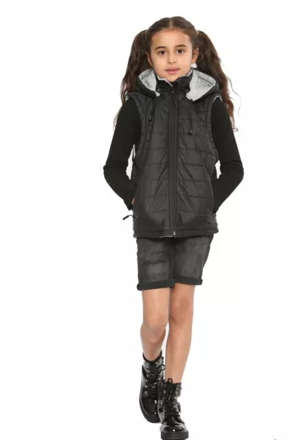 Giacche tampone senza maniche foderate gilet con cappuccio bambine bambini neonati 2