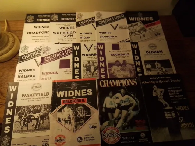 14 - Widnes Rugby League Programmes 1979 To 1989 Job Lot