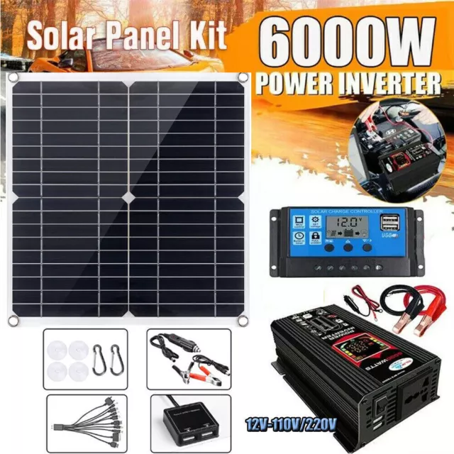 6000W Solar Panel Kit Power Inverter With 12V 100A Battery Charger Controller