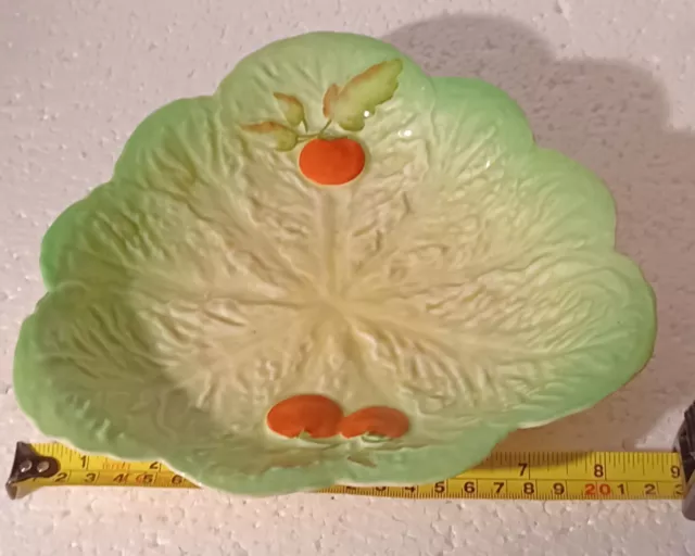 Vintage Carlton Ware Green Lettuce Leaf Dish with Red Tomatoes