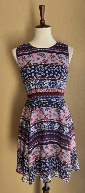 Maison Jules Womens Floral Printed Fit & Flare Dress Size S XL