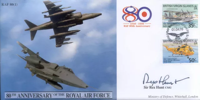 CC41 Harrier & Jaguar RAF FDC Cover signiert Sir Rex Hunt Falkland Governor