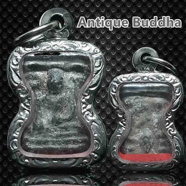 18th C. Antique Phra Mahesuan 2-Side Buddha Life Protection Thai Amulet Pendant