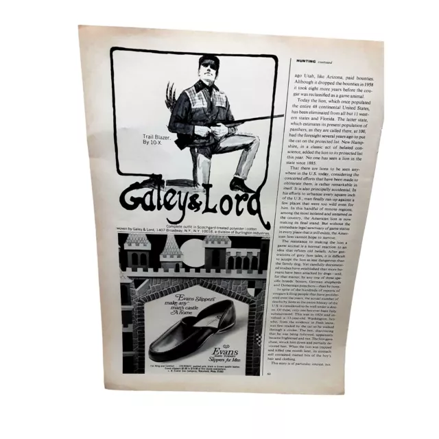 1967 Galey & Lord plus Evans Slippers vintage Original ad
