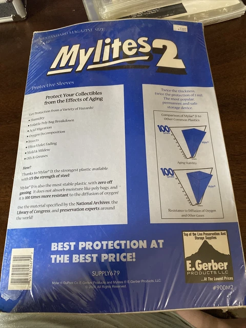 E. Gerber Mylites 2-Mil Mylar Standard Magazine Bags 900M2
