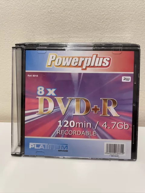 8 x Powerplus 8X DVD+R beschreibbare DVDs 120 Min/4,7Gb Neu und Versiegelt