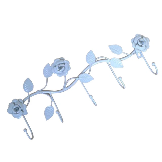 Macrame Shelf Wall Hanging Metal Hooks Mounted Clothes Hanger Rose Decor Coat