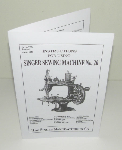 SINGER 20 TOY Child Sewing Machine "Early" 1914 Instruction Manual Reproduction £12.23 PicClick UK