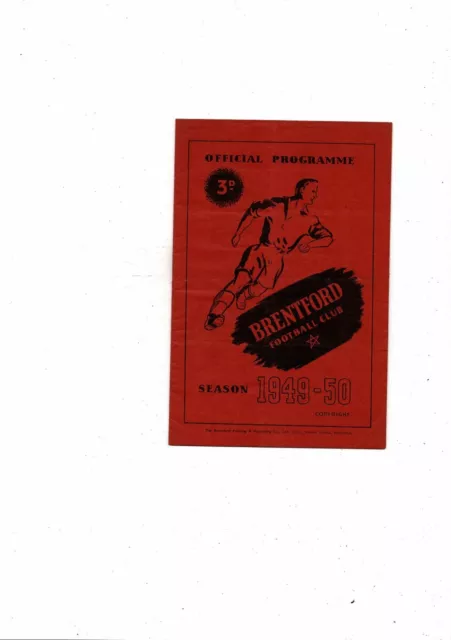 1949/50 Brentford v Tottenham Hotspur Football Programme