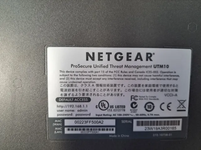 NETGEAR UTM10 ProSecure Unified Threat Management Firewalls