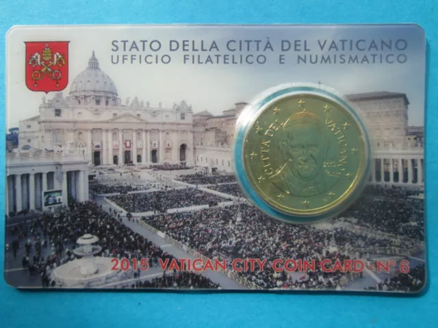 Coin Card N°6 / Euro Du Vatican Piece 50 Cent  Annee 2015