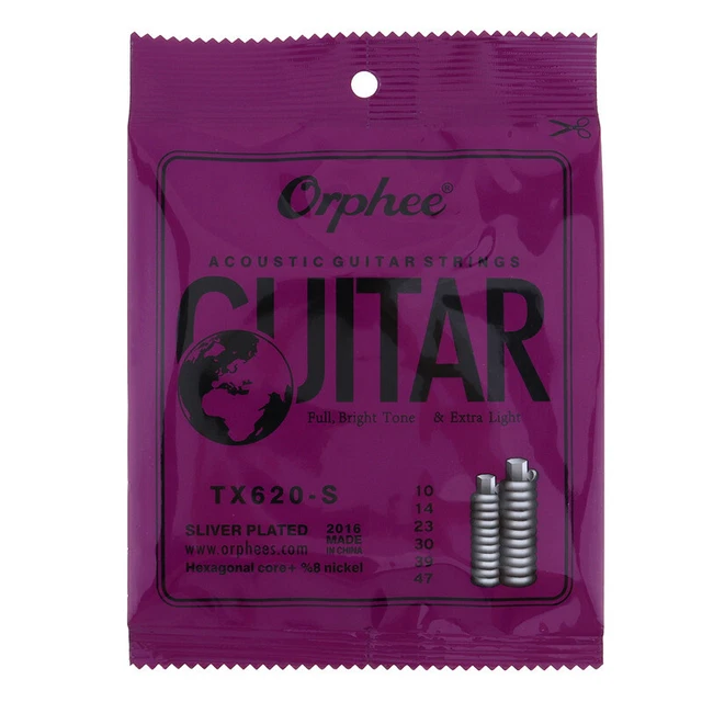 6pcs/set Acoustic Guitar Strings Special Silver Plated -Rust Hexagonal9634