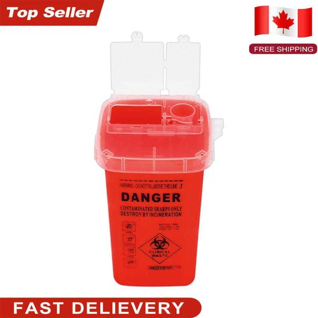 Sharps Bin Medical Biohazard Piercing Needles Tattoo Waste Box (Red)
