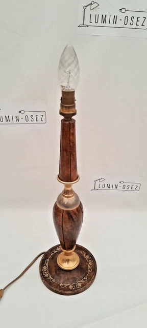 Pied De Lampe Vintage Le Tanneur – Cuir Bordeaux – Made In France 1950 – Rare