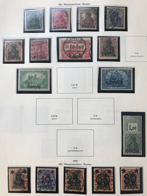 Danzig 1920-1939 Sammlung inkl. Dienst und Porto auf Vordrucken