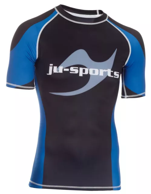 Ju-Sports- Rank Rashguard Pro kurzarm blau. Grappling. BJJ. No-Gi. Größe:XS-XL.