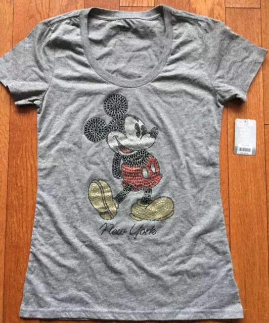 NWT Disney Walt Disney Mickey Mouse Women's Jeweled T Shirt New York Size Small