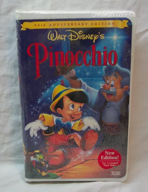 Walt Disney 60th Anniversary Edition PINOCCHIO CLASSIC VHS VIDEO NEW SHRINKWRAP