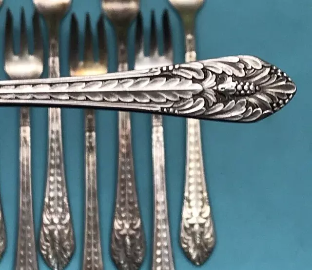 Set of 8 Antique Silverplate 1933 MARQUISE Seafood Cocktail Forks 1847 Rogers IS