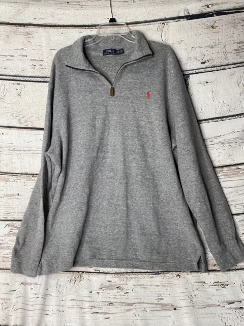 POLO RALPH LAUREN Men's Half Zip Pullover Gray Sweater Size Xxl 2Xl ...