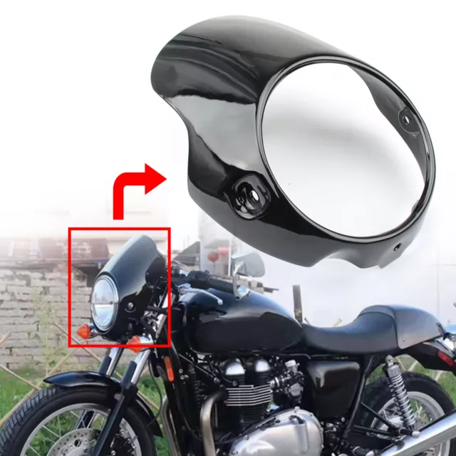 8" Headlight Fairing Windshield Cover Glossy Black für Triumph Bonneville T100