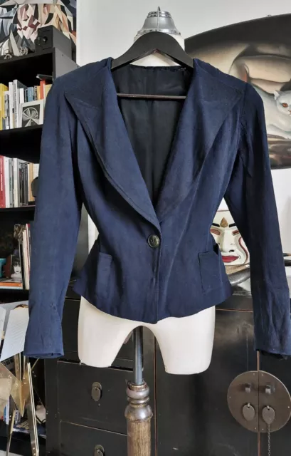 original rare vintage 1930s art deco navy blue blazer jacket S