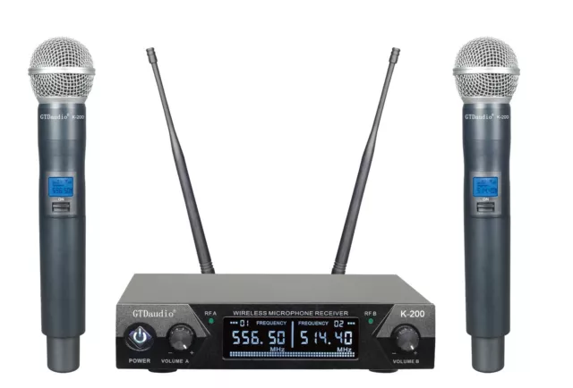 GTD Audio 2-Kanal UHF kabelloses Handheld 2 Mikrofon Mikro System K-200