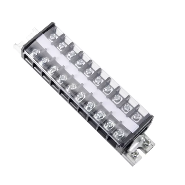 10 Way Screw Barrier Terminal Block Strip Connector 660V 20A Dual Row DIN Rail