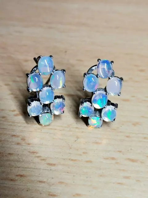 🎀Natürliche Feuer Opal 🎀Ohrringe* Ste.Silber925 🎀14 k Weiß Gold überzogen