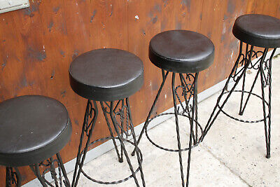 60er Vintage 4x BAR Stool Designer Chair Stool Chair Barstool Brutalist 60s 3