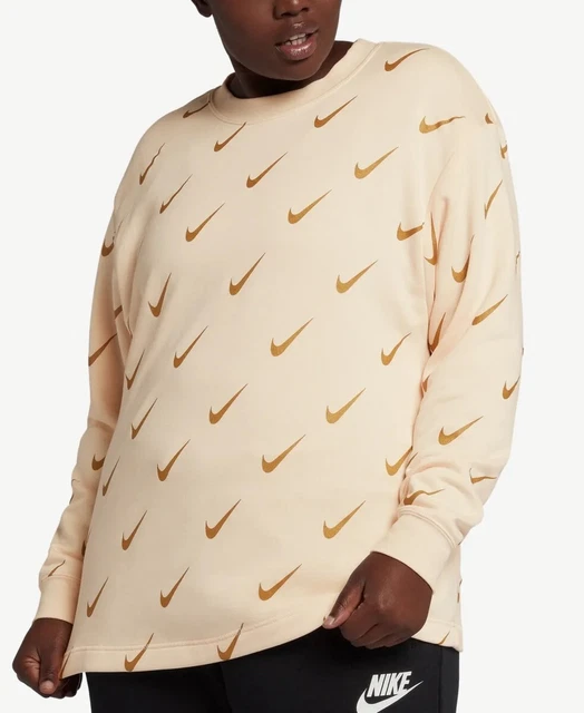 WMNS NIKE RALLY Sportswear Hoodie Sz S Black Silver Gold Metallic