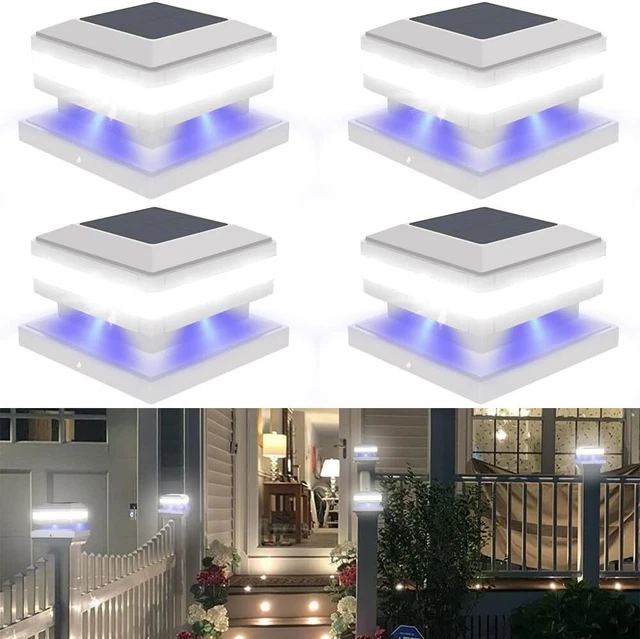 Solar LED Post Deck Cap Fence Light Outdoor for 4x4 5x5 6x6 Wooden Posts W/Base