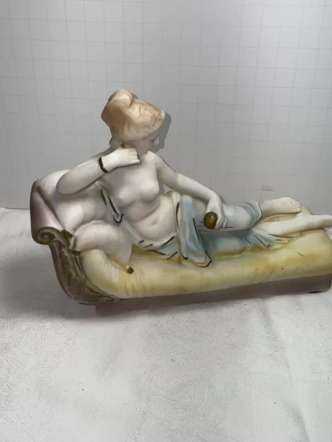 figurine, Pauline Bonaparte as Venus reclining 7 1/2 x 6 Constituted marble