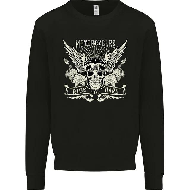 Motocicletta Ride Rigido Biker Teschio Moto Uomo Felpa Maglione