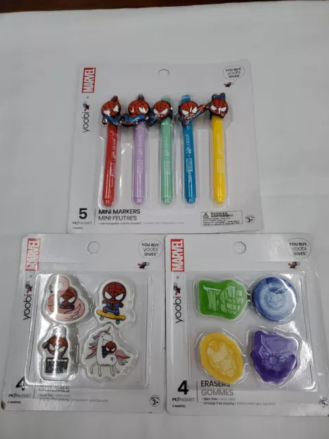 Yoobi MARVEL Mini Markers Multicolor with Spider-Man Charms 5pk plus erasers