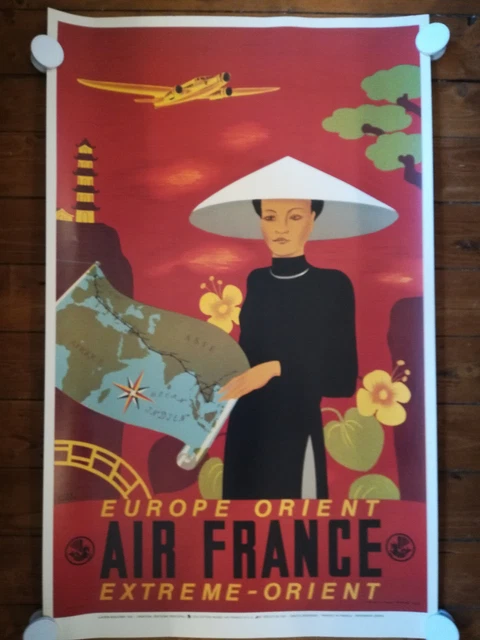 affiche collector "Air France Extrème Orient" 1937 Lucien Boucher réédition 2001