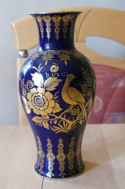 Lindner und Kueps Vase "golden flower" echt cobalt