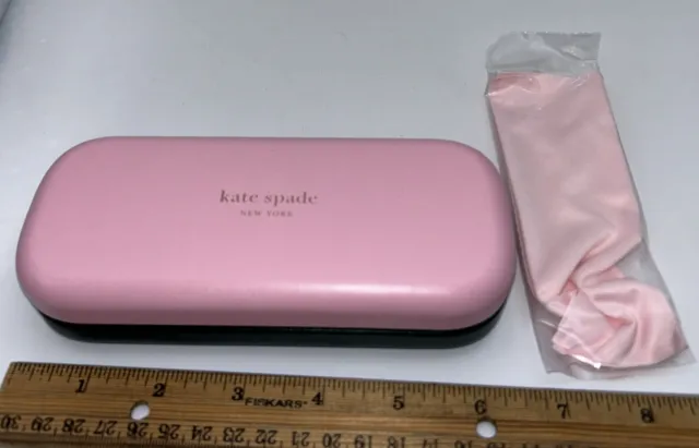 kate spade Eyeglasses Case with Cleaning Cloth New Authentic Pink & Dark  Green