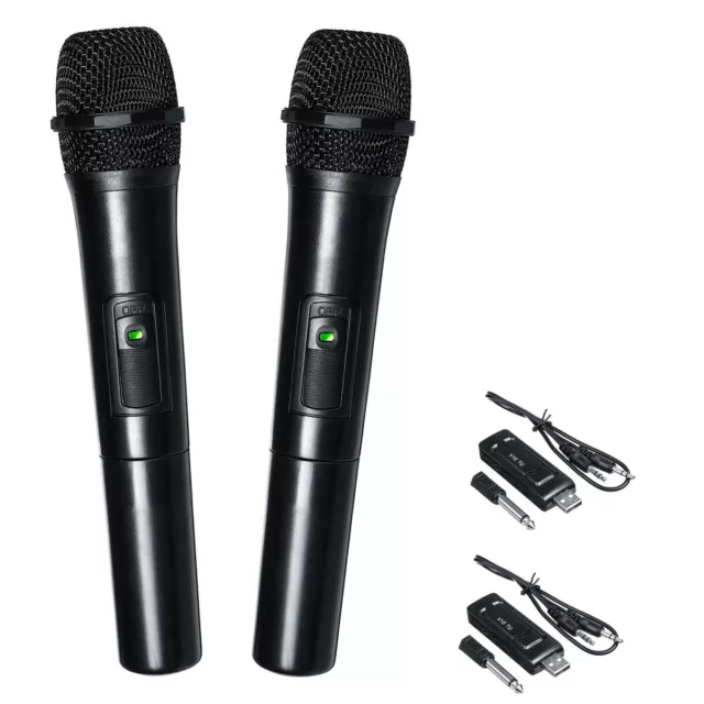 2Pcs Professional Wireless Microphone Handheld Mic Receiver System Karaoke