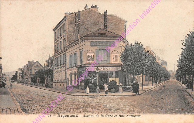 CPA 95100 ARGENTEUIL Avenue de la gare rue nationale café AU CHALET